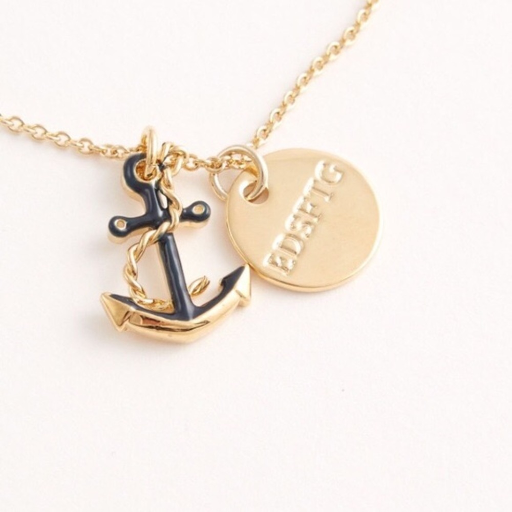 Vineyard Vines Navy Blue and Gold Anchor Necklace